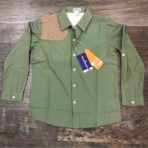 Blue Quail NWT UPF 50+ Long sleeve button down shirt green Youth
